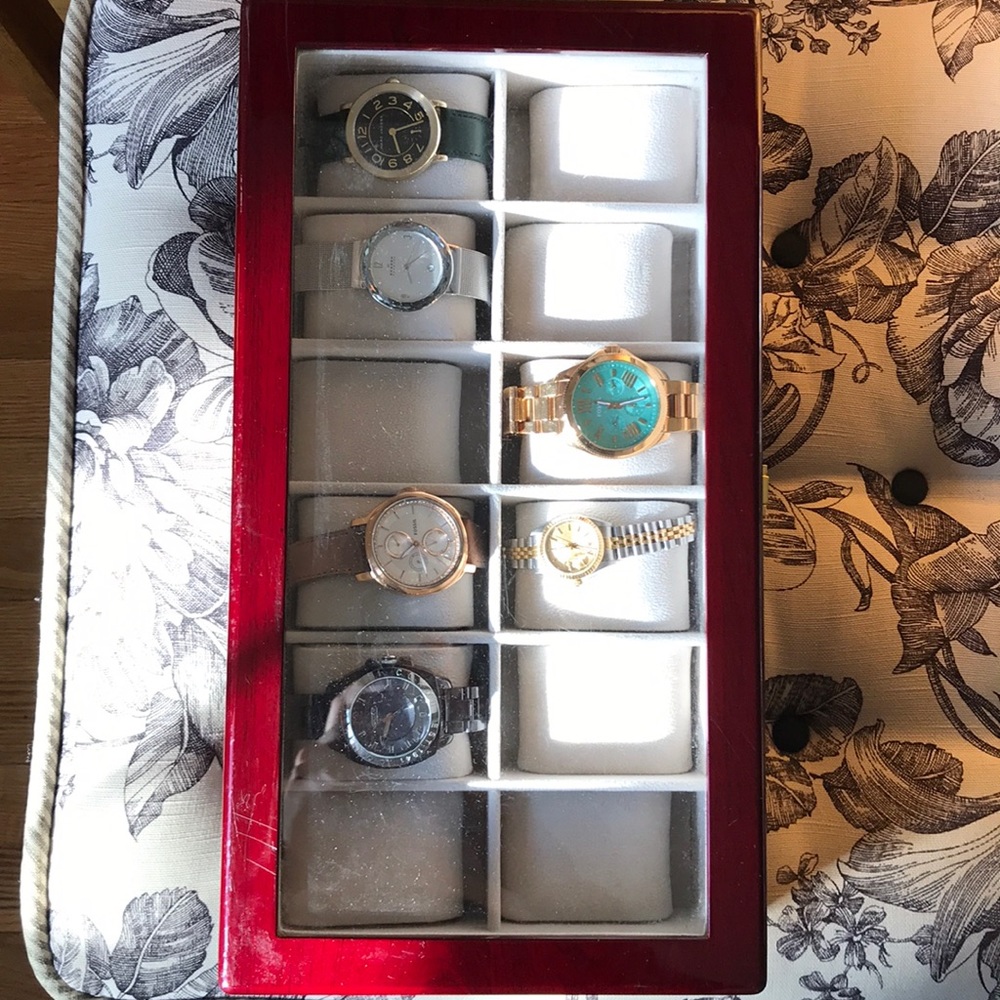 Beautiful cherry wood 12 watch holder box